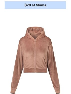 SKIMS Velour Zip Up Hoodie Sienna Chocolate Brown Y2K Cybercore Large
